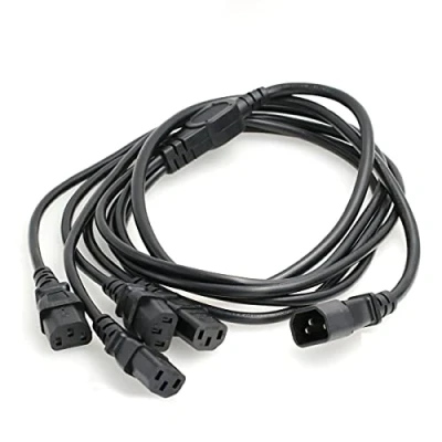 Abbildung von DRRI IEC C14 Stecker auf 4X C13 Buchse Y Splitter Verlängerungskabel 10A 250V für PDU USV System (C14 1.8M)