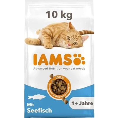Abbildung von IAMS Katzenfutter trocken mit Fisch Trockenfutter für Katzen im Alter von 1 6 Jahren, 10 kg