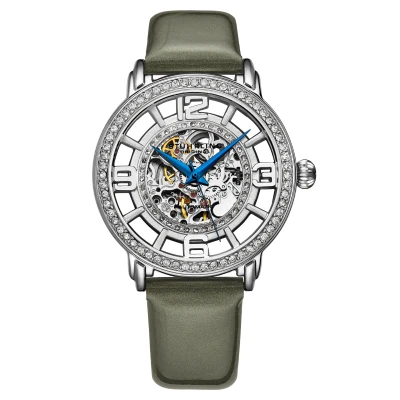 Abbildung von Stuhrling Original Damenuhr Krystal Analog Watch Dial, Edelstahlgewebe Armband 3928 Uhren für Damen Kollektion (Silver)