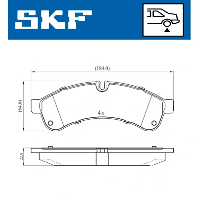 Abbildung von SKF VKBP 90534 Bremsbelagsatz für Verschleißwarnanzeiger vorbereitet IVECO: Daily Citys Bus