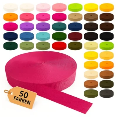 Abbildung von KBBB Gurtband 2m oder 5m lang 50 Farben Breiten: 10mm 15mm 20mm 25mm 30mm 40mm 50mm Polypropylen