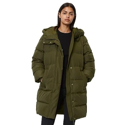 Abbildung von Marc O&#039;Polo Denim MIDI Responsible Puffer WITH HOOD WELT Pockets Sideseam Slits Daunenmantel, Damen, Größe: XL, Slate green