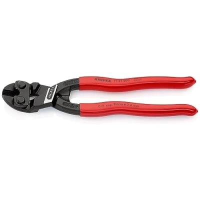Abbildung von Knipex CoBolt® Kompakt Bolzenschneider schwarz atramentiert, mit Kunststoff überzogen 200 mm (SB Karte/Blister) 71 21 SB