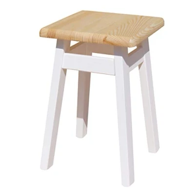 Abbildung von koma SCHEMEL Kiefer Holz HOCKER Massive WEIß (Kiefer LACKIERT)