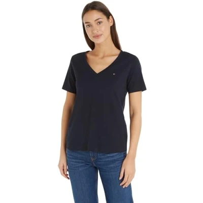 Abbildung von Tommy Hilfiger Modern Regular V Tshirt basic, Damen, Größe: Small, Desert sky
