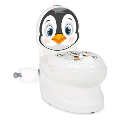 Abbildung von JAMARA 460960 Meine kleine Toilette Pinguin mit Spülsound und Toilettenpapierhalter