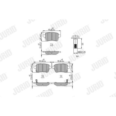 Abbildung von JURID 573689J Bremsbelagsatz mit akustischer Verschleißwarnung Zubehör FIAT: 500L, Tipo Schrägheck, Kombi, OPEL: Corsa E Adam