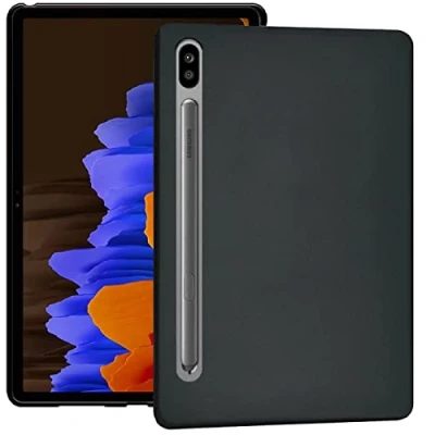 Abbildung von Verco Hülle für Samsung Galaxy Tab S7+, Schutzhülle Tablet Tasche Silikon Case Slim Cover [12.4 Zoll T970 / T975], Schwarz