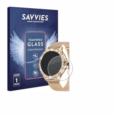 Abbildung von Savvies Panzer Schutz Glas für walkbee Smartwatch 1.3&quot; (rund) 9H Hartglas, Anti Fingerprint, Displayschutz