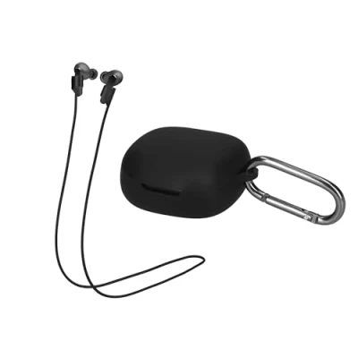 Abbildung von kwmobile 2in1 Set Hülle und Halteband kompatibel mit JBL Live Pro Plus Case Kopfhörer Band Strap 70 cm Schwarz