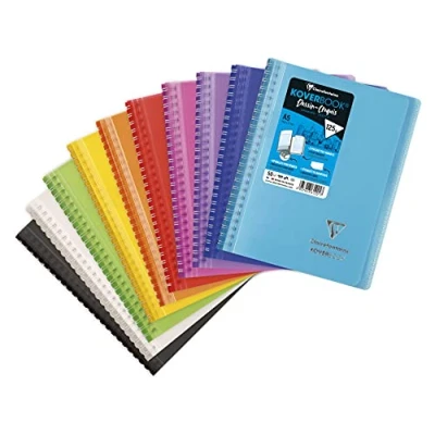 Abbildung von Clairefontaine 361201C Spiralbuch Koverbook Zeichen/Skizzen A5 14,8 x 21 cm 100 Seiten Zeichenpapier extra weiß 125 g Einband Polypropylen Farbe zufällig