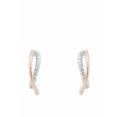 Abbildung von Amor Creolen 925 Sterling Silber Damen Ohrschmuck, mit Zirkonia synth., 1 cm, Bicolor, Kommt in Schmuck Geschenk Box, 2026195