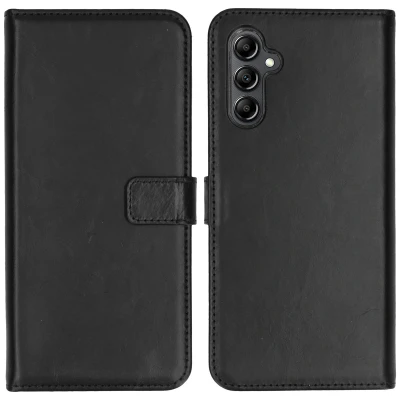 Abbildung von Samsung Galaxy A14 (5G) Hülle Echtleder Selencia Klapphülle Handyhülle Schwarz