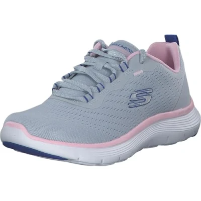 Abbildung von Skechers Damen Flex Appeal 5.0 Low Top Sneaker, Graues Netzgewebe, blau rosa Besatz, 35 EU