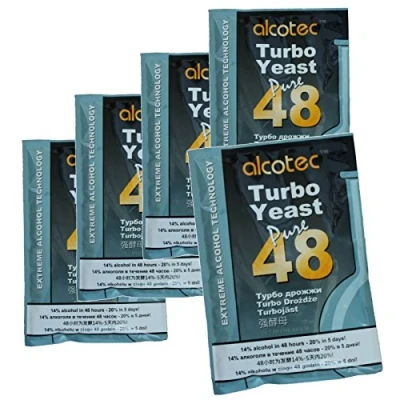 Abbildung von 5 x Alcotec 48 Pure Turbo Super Hefen Pakete mit hohem Alkohol 20% für Homebrew Wodka