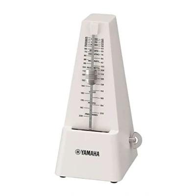Abbildung von Yamaha MP 90IV Metronom, elfenbeinfarben, klassischer dreieckiger Pyramiden Stil, mattes Finish für Fingerabdruckfestigkeit, Federantrieb