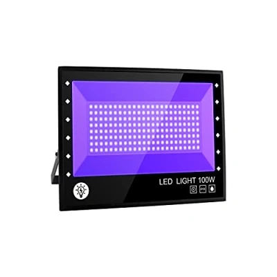 Abbildung von BOSITE LED Schwarzlicht Strahler, 100W UV Party Scheinwerfer, Blacklight Mit Kabel Fluter IP66 Wasserdicht Lampe für Halloween Aquarium Konzert Party, Bar, Neonfarben