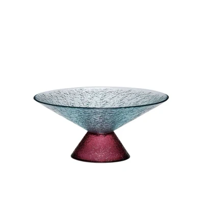 Abbildung von HÜBSCH Bonbonglasschale Large, blau/rot, Glas, Ø 25 cm
