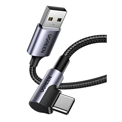Abbildung von UGREEN USB C Kabel Winkel Ladekabel 90 Grad Typ Schnellladekabel kompatibel mit Galaxy S22 S21 S20 S10 S9 A53 A32 S6 Lite P30 Redmi 10 iPhone 15 Pro Max(1m)