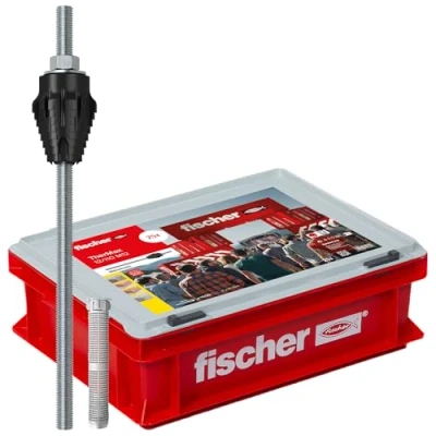 Abbildung von fischer Abstandsmontagesystem TherMax 12 / 110 M12 im praktischen Handwerkerkoffer, Dämmstoffdübel zur Befestigung hoher Lasten in Wärmedämmverbundsystemen, mit Anti Kälte Konus, gvz, 25 Stück