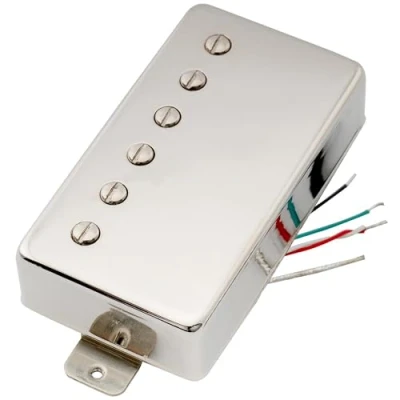 Abbildung von Artec VH59 Vintage Tone Covered Alnico 5 Humbucker Tonabnehmer Hals Pickup 7,4K für Les Paul Style E Gitarre, Nickel