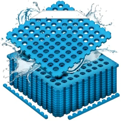 Abbildung von Meisterhome ® Pool Unterlegmatte Poolmatte 36 Stück 5.76 m² Bodenschutz Matte für den Pool/Planschbecken Bodenfolie Bodenmatte Poolunterlage blau