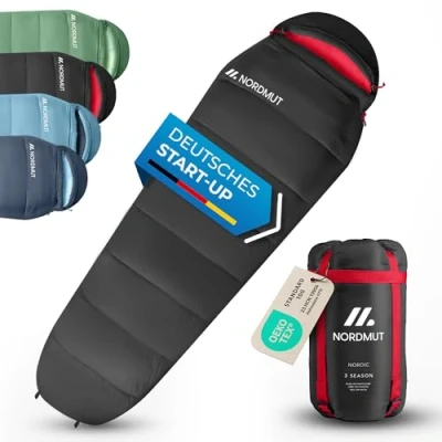 Abbildung von Nordmut Mumienschlafsack Schlafsack 3 Jahreszeiten [300 GSM] Ultraleicht &amp; kompakt, Outdoor, [1600g] ideal für Camping, Trekking und Reisen