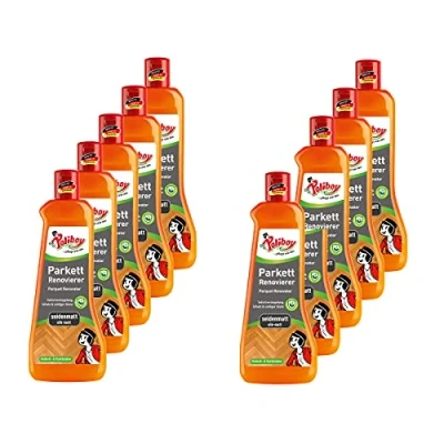 Abbildung von poliboy Parkett Renovierer Seidenmatt 5 Liter Parkettreiniger (für strapazierte Holz und Korkböden Made in Germany)