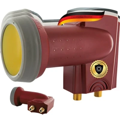 Abbildung von SCHWAIGER 357 Twin LNB Low Noise Blockconverter Sun Protect digital hitzebeständig Kappe Satellitenschüssel Zubehör für Multischalter Wetterschutz vergoldete Kontakte Ziegelrot