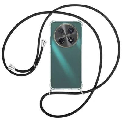 Abbildung von mtb more energy® Handykette kompatibel mit Huawei nova 12i (6.7&#039;&#039;) schwarz/Metallteile: Silber Smartphone Hülle zum Umhängen TPU Case