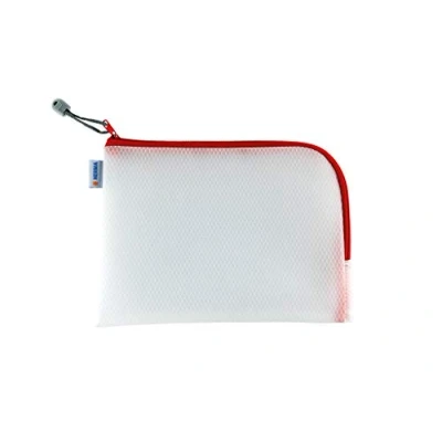 Abbildung von HERMA 20008 Kulturbeutel A5 mit Reißverschluss transparent rot, kleine verschließbare Sichttasche Zipper, Kosmetiktasche für Kosmetik, Flüßigkeiten, Make Up, Zahnbürste