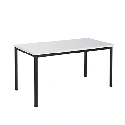 Abbildung von Schreibtisch u. Besprechungstisch mit schwarzem Tischgestell Konferenztisch Bürotisch Computertisch Mehrzwecktisch Arbeitstisch PC Tisch Homeoffice (weiß, 160 x 80 77,5 cm)