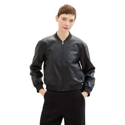 Abbildung von TOM Tailor Denim Kunstlederjacke, Damen, Größe: XL, Deep black
