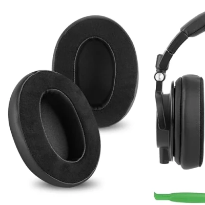 Abbildung von Geekria Comfort Hybrid Velour Ersatz Ohrpolster für Kopfhörer Audio Technica ATH M50X M50S M50cwh M45 M30X M20X, Ohrpolster, Earpads Repalcement