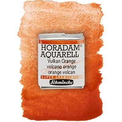 Abbildung von Schmincke HORADAM® AQUARELL, Super Granulation, 14 912 044 Vulkan Orange, 1/2 Näpfchen, sehr stark granulierende Farbtöne, feinste, supergranulierende Aquarellfarben
