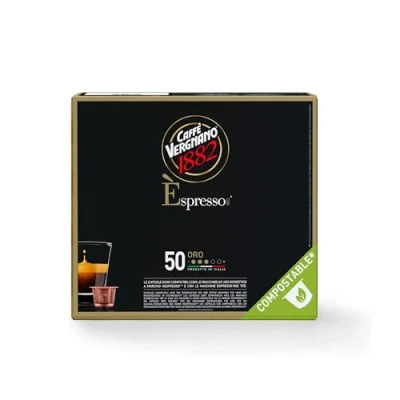 Abbildung von Caffè Vergnano 1882 Èspresso Kompostierbare Kaffeekapseln Kompatibel Mit Nespresso, Oro Packung Enthält 50 Kapseln