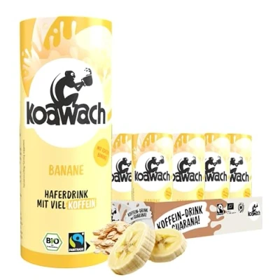 Abbildung von koawach Schoko Drink in versch. Geschmacksrichtungen Trinkschokolade Koffein Kakao Getränk Dose Guarana Schokolade Energy Bio Fairtrade (12 x 235 ml) 235ml, Banane (vegan))
