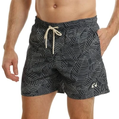 Abbildung von RIPT Herren Essentials Quick Dry UV 50 Sonnenschutz Badeshorts Badehose, Marineblauer Blattdruck, XL