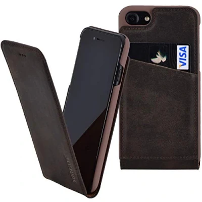 Abbildung von Suncase Original Flip Case kompatibel mit iPhone 8 7 Tasche Ledertasche Schutzhülle Hülle (Ultra Slim) in antik braun