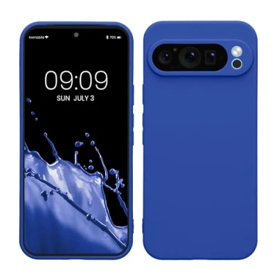 Abbildung von kwmobile Handyhülle kompatibel mit Google Pixel 9 Pro XL Hülle Handy Case aus weichem Silikon in Baltik Blau