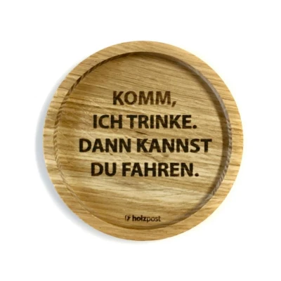 Abbildung von holzpost GmbH Getränkeuntersetzer Holzuntersetzer &quot;Fahren&quot;, Untersetzer aus massiver Eiche