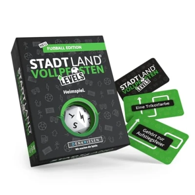 Abbildung von DENKRIESEN Stadt Land Vollpfosten® Levels Fußball Edition Heimspiel. 60 Karten ab 12 Jahren ca. 30 min 2 6 Spieler Familienspiel Reisespiel Fluss
