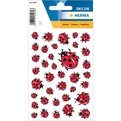 Abbildung von HERMA 5439 Aufkleber Marienkäfer Glück klein mini, 111 Stück, Ladybug Sticker in rot, Etiketten für Fotoalbum Hochzeit Tagebuch Poesiealbum Scrapbooking Geburtstag Liebe Dekoration Briefe DIY Basteln