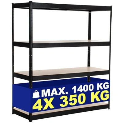 Abbildung von CLP Lagerregal 160X180X60 cm I Böden Bis Je 350 KG Belastbar Metall Steckregal, Farbe:schwarz