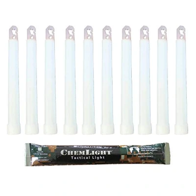 Abbildung von Cyalume Leuchtstab 15 cm, Original Militärische ChemLight Lightsticks In Weiß (30 er Pack), Hohe Brenndauer Von 8 Stunden, 100% konform Mit Den NATO Spezifikationen, Militärtauglich, REACH
