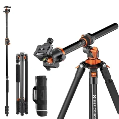 Abbildung von K&amp;F Concept Neues Dreibein Stativ für Kamera, 230cm Professionelles Kamera mit Neuer Mittelsäule Konstruktion, abziehbares Einbeinstativ, Tripod Außen und Innenaufnahmen T254A7+BH 28L