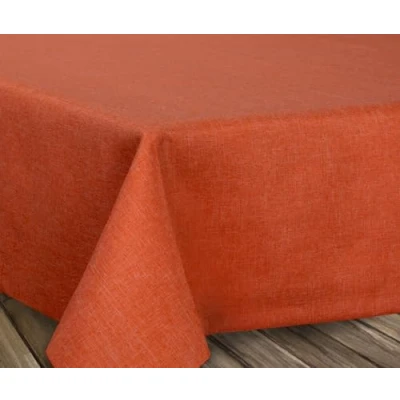 Abbildung von BEAUTEX fleckenabweisende und bügelfreie Tischdecke Tischtuch mit Lotuseffekt Tischwäsche in Leinenoptik, Rund 160 cm, Terracotta