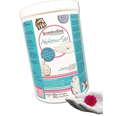 Abbildung von bambelina® Handabdruck Set für einzelne Erwachsenenhände oder 7 8 Babyhände 1 Hand mit Baby Hundepfote, Deutsches Produkt