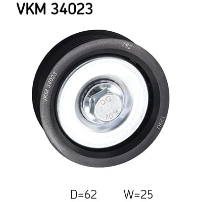 Abbildung von SKF VKM 34023 Umlenkrolle mit Befestigungsmaterial SAAB: 9 5 Kombi, 3 Cabrio, Limousine