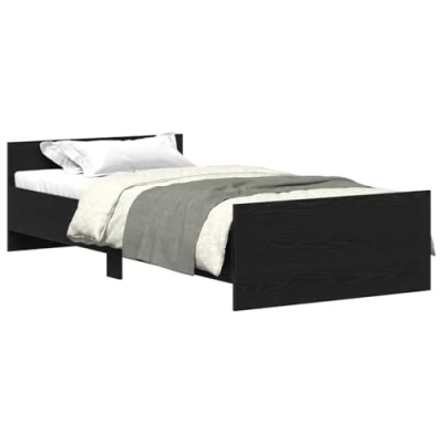 Abbildung von vidaXL Bettgestell ohne Matratze Schwarz Eichen Optik 90x200 cm, Schlafzimmermöbel, Schlafzimmerbett, Einzelbett, Bett, Bettrahmen, Lattenrost